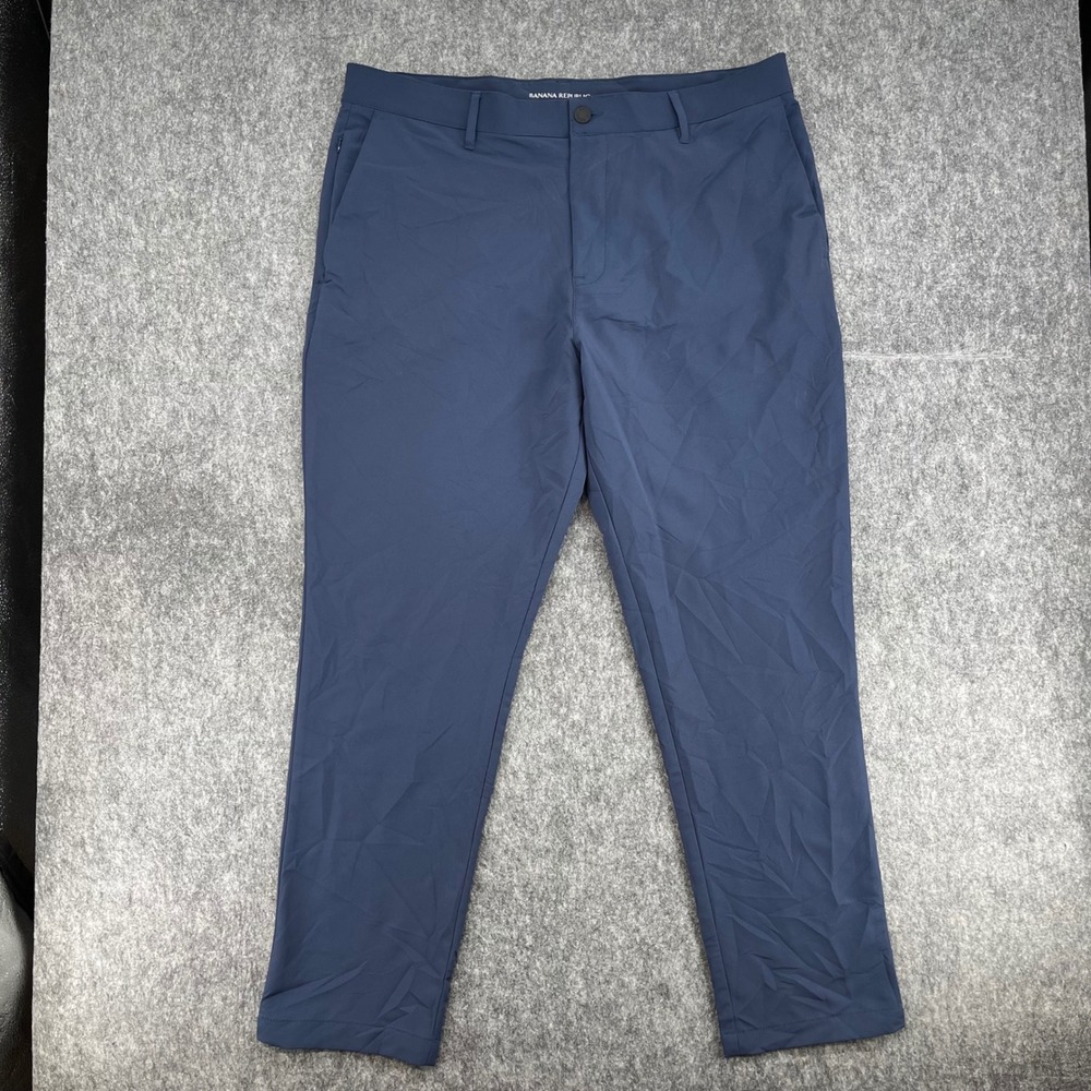Banana Republic Chino Pants Mens 38x27 Navy Blue Performance Core Temp Slim Fit